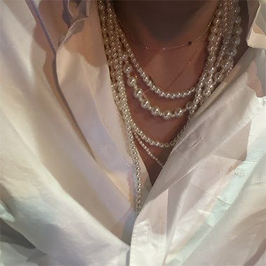 2024韩国饰品图片:OKBA58038混搭多层珍珠项链时尚简约长款韩版颈链毛衣链